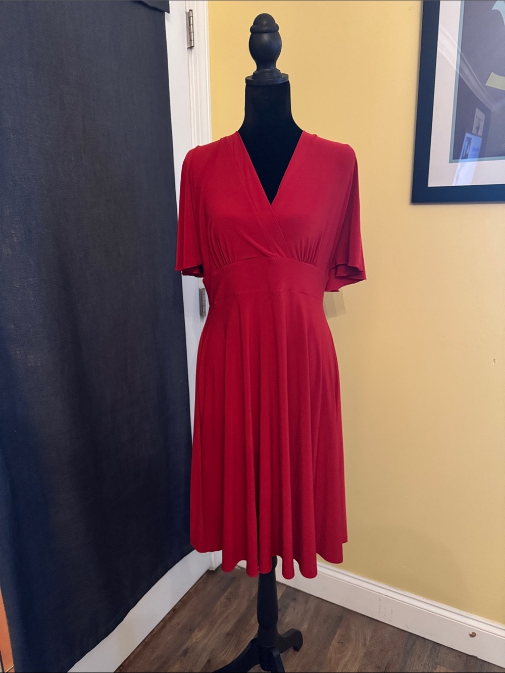 Ashley Graham Red Wrap-Style V-Neck Dress